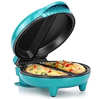 Holstein Housewares - Non-Stick Omelet & Frittata Maker, Stainless Steel - Makes 2 Individual Portions Quick & Easy (2 Section, Teal)