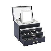 BOOVO Jewelry Boxes for Women, White and Black 6 Layer Large Jewelry Box for Necklace, Bracelet, Earrings, Rings Storage, Jewelry holder Organizer for Girls Gift (Clear Black)