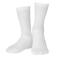 Truform Diabetic Socks for Men and Women, Medical Style Crew Length, Mid Calf Height, 3 pairs, White, Medium