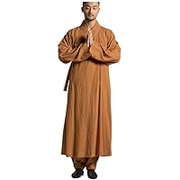 Men's Long Gown Traditional Buddhist Meditation Monk Robe