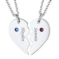 Personalized Matching BFF Necklace for 2/3/4/5/6 Puzzle Name Heart Pendant Stainless Steel Couple Necklace Set Customized Necklaces for Teen Girls