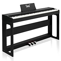 LEADZM 88 Keys Digital Piano, Fully Weighted Keyboard, Electric Piano with MIDI USB, Audio Bluetooth and Stereo Speakers, 128 Tones and Rhythms, 3 Pedal System, Black