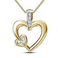 Double Heart Cubic Zirconia Sterling Silver Pendant With Chain for girls gift For loved Once