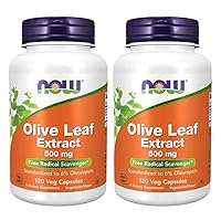 Foods Olive Leaf Extract 500mg Standardized to 6% Oleuropein, 120 Vcaps (2 Pack)