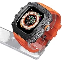 SCRUBY Rm Style Alloy Case Transparent Bezel Mod Kit for Apple Watch Ultra 2 49 mm, Rubber Watch Bands Accessories Men Metal PC Watch Cover, for iWatch Ultra 2 49 mm Watch DIY