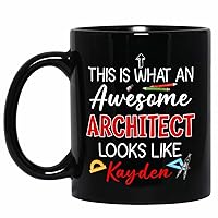 Personalized Choose Name Architecture Coffee Mug, This Is What An Awesome Architect Looks Like Black Teacup, Architect Coffee Cup, Architectural Travel Mug Gifts, Customized Ceramic Mug 11 Oz 15 Oz