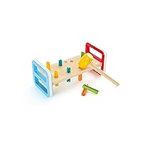 Hape Rainbow Pounder| Pounding Bench Wooden Toy with Hammer Blue, Red, Orange, Green, Yellow, Wood, L: 9.1, W: 4, H: 4.2 inch