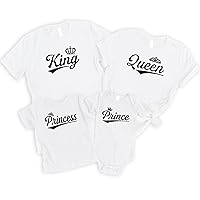 King and Queen Prince and Princess Shirt Matching Love K Q T Shirts for Couples, Family Shirt, Multicolored
