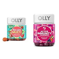 Teen Girl Multi Gummy, Healthy Skin and Immune Support, 15 Essential Vitamins, 70 Count Gummy Active Immunity+Elderberry, 45 Gummies, Berry Flavor