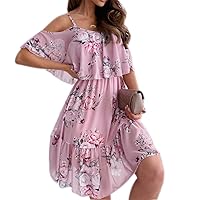 Summer Dress Off Shoulder Floral Print Short Sleeve Casual Dresses Cross Bohemia Swing Beach Sundress