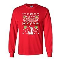 Long Sleeve Adult T-Shirt Merry Christmas Hunting Dog Animals Ugly Christmas DT