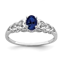 925 Sterling Silver Polished Open back Created Sapphire and Diamond Ring Measures 2mm Wide Jewelry for Women - Ring Size Options: 10 5 6 7 8 9
