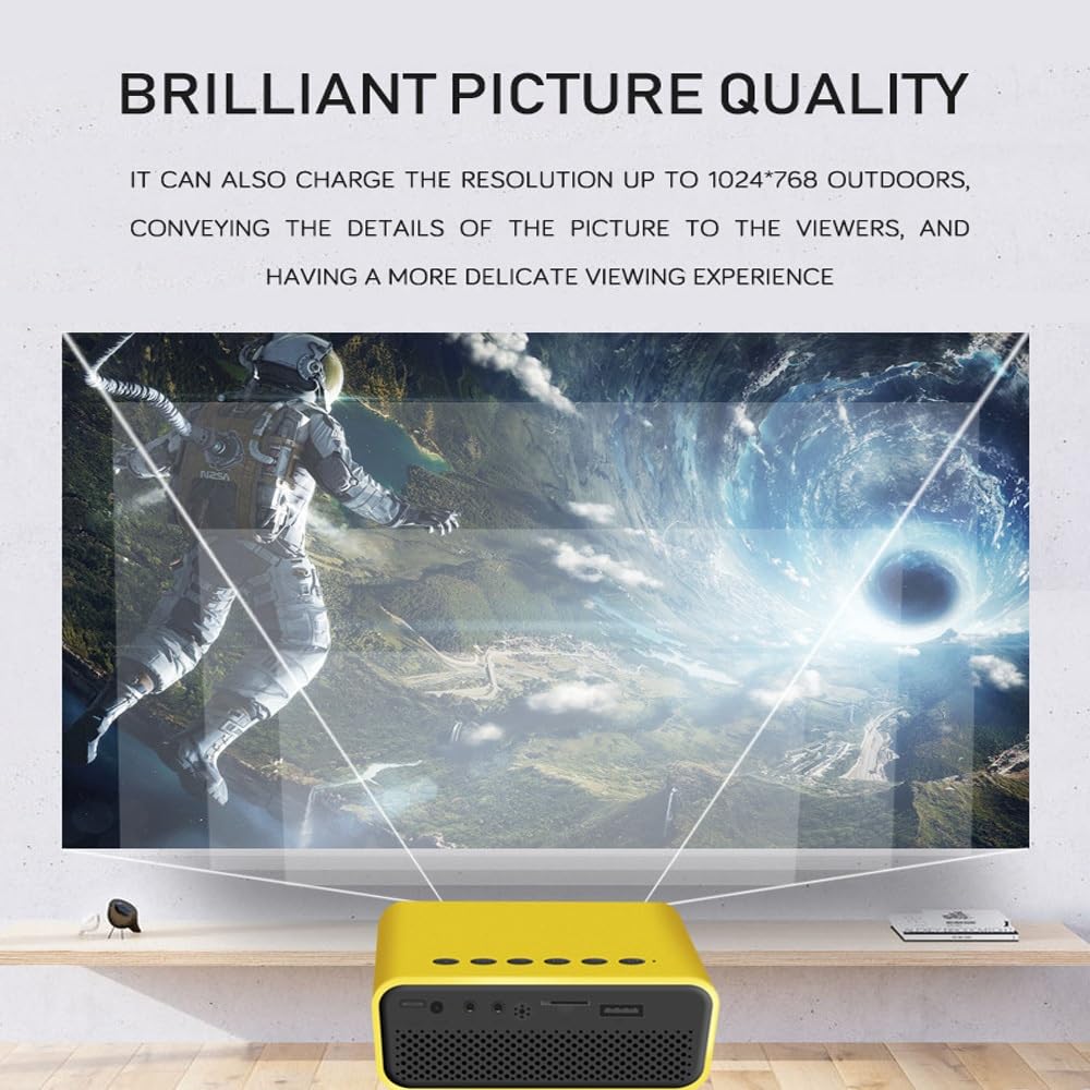 Mini Projector, 1080P Full HD Supported Video Projector, Portable Outdoor Home Theater Movie Projector,Built-In HDMI & Speakers Compatible With Smartphone/Tablet/Laptop/PC/TV Box