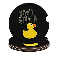 Don't Give Duck Round Car Cup Holder Coasters Removable Drink Mat with Finger Notch Non-Scratch Cork Base 4PCS