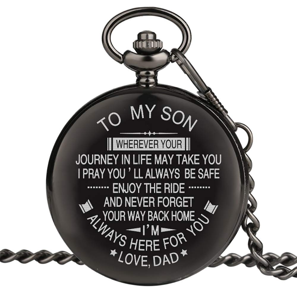 K KENON Engraved Pocket Watches for Son Watch Personalized Gift for Son Graduation Gift from Mom, from Dad