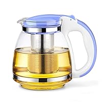 Kettles，Teapot Teapots High Capacity Glass Tea Maker Stainless Steel Filter Tea Leak Tea Kettle for Loose Tea Tea Sets/Purple/1500Ml