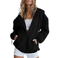 Zip Up Hoodies for Womens Long Sleeve Oversized Y2K Hoodie Teen Girl Fall Jacket Casual Drawstring Hoodie with Pockets