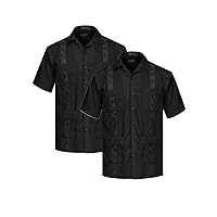 NE PEOPLE Men's Short Sleeve Cuban Guayabera Button Down Shirts Top XS-4XL (2SET)