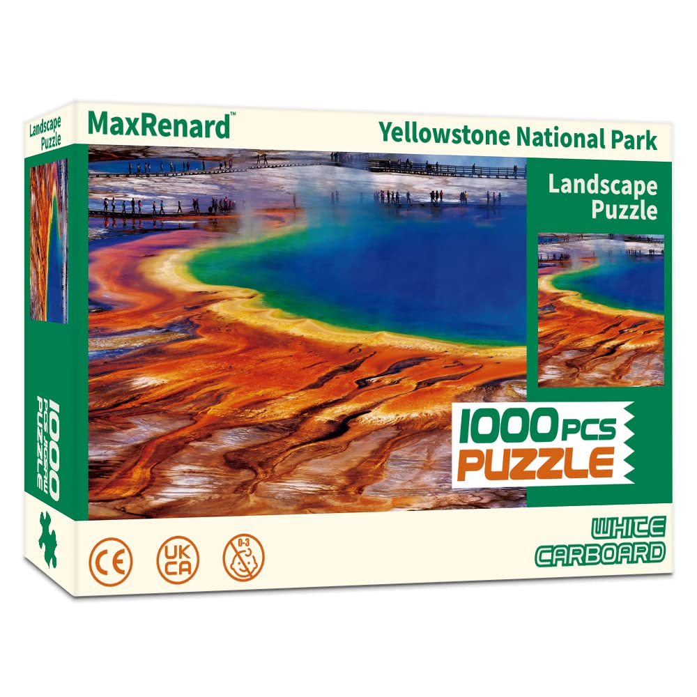 MaxRenard Game 1000 Pieces Jigsaw Yellowstone National Park with Glue Sheets