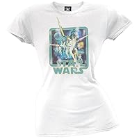 Star Wars - Womens Distressed Poster Juniors T-shirt Large White