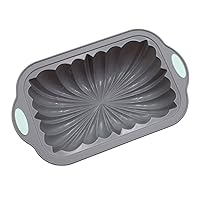 Color steel ring silicone toast cake pan rectangular flower-shaped cake cooker baking tool toast cake mold(One) light gray + blue（27.8*16.4*7cm）