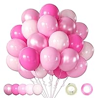 Pink Balloons Metallic Pink Balloon, 60Pcs 12Inch Chrome Pink Balloons Deep Light Pink Balloons Pearl Pink Balloons Hot Pink Latex Balloons for Birthday Wedding Baby Shower Party Decoration