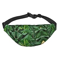 Banana Leaves Adjustable Belt Hip Bum Bag Fashion Water Resistant Hiking Waist Bag for Traveling Casual Running Hiking Cycling