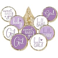 Purple It's a Girl Baby Shower Kiss Candy Stickers - Sweet Baby Girl - 180 Count