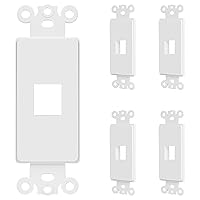 ENERLITES 1-Port Keystone RJ45 Wall Plate Adapter, Multimedia Insert for Decorator Wall Plate, Cat7 Cat6 Cat5 Compatible, for Voice/Data & Audio/Video Multimedia Modules, 6261-W-5PCS, White, 5 pack