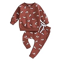 fhutpw Baby Toddler Boy Winter Outfits Long Sleeve Sweatshirts Tops & Pants Sets Infant 3 6 12 18 24 Months Clothes Suit