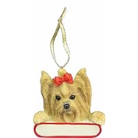 E&S Pets Yorkie Ornament Santa's Pals with Personalized Name Plate A Great Gift for Yorkie Lovers