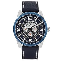 Police Watches Lawrence Mens Analog Japanese Automatic Watch with Leather Bracelet PL.15663JSTBL-03