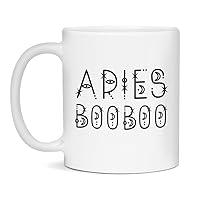 Jaynom Aries Coffee Mug for Booboo | Zodiac Birthday Ceramic Tea Cup, 11-Ounce White