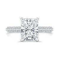 3.30 CT Radiant Cut Colorless Moissanite Engagement Ring Wedding/Bridal Rings, Diamond Ring, Anniversary Solitaire Halo Accented Promise Vintage Antique Gold Silver Rings for Gift