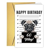 Funny 60th Birthday Card for Dad Mom Grandad, Cute Dog 60 Birthday Card, Milestone Birthday Card, Humorous Dog Card, Quirky Dog Card for 60th Men Women, Dog Lover 60th Birthday Card