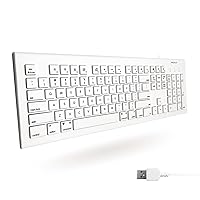 Macally Full Size USB Wired Keyboard for Mac and PC - Plug & Play Wired Computer Keyboard - Compatible Apple Keyboard with 15 Shortcut Keys for Easy Controls & Navigation of Macbook Pro/Air, iMac