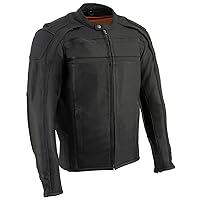Milwaukee Leather ML2083 Men's Black Vented Reflective Leather Jacket