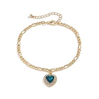 Heart Zircon Anklets for Women Girls Gold Color Chain Loves Pendant Foot Chain Jewelry Party Gift