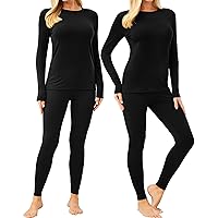 CL convallaria 2 Pack Thermal Underwear for Women, Ultra Soft Fleece Lined Long Johns, Warm Base Layer Set for Cold Weather
