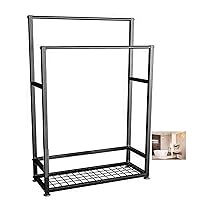 Floor Towel Stand Freestanding Metal Towel Rack for Bathroom with Bottom Shelf for Hand Towels Face Cloths Washcloths Stored/Black/70 X 23 X 100Cm