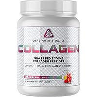 Core Nutritionals Collagen, Grass Fed Bovine Collagen Peptides, Supports Joints, Hair, Skin and Nails, 35 Servings (Strawberry Lemonade, 1 lb)