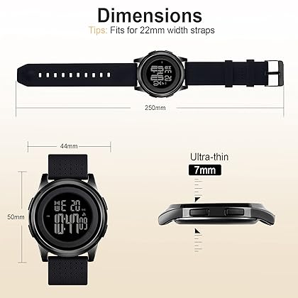 YUINK Mens Watch Ultra-Thin Digital Sports Watch Waterproof Stainless Steel Fashion Wrist Watch for Men Women