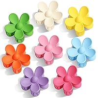 Tyfthui 8 Pieces Flower Hair Clips, Matte Daisy Hair Claw Clips, 8 Colors Cute Hair Clips, Non-Slip Strong Clips for Women's Thick and Thin Hair, Women's Hair Accessories, Gifts for Girls (Color A)