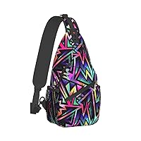 Graffiti Sling Bag For Women Men Cool Multicolor Doodle Crossbody Shoulder Bags Adjustable Daypacks Chest Bag