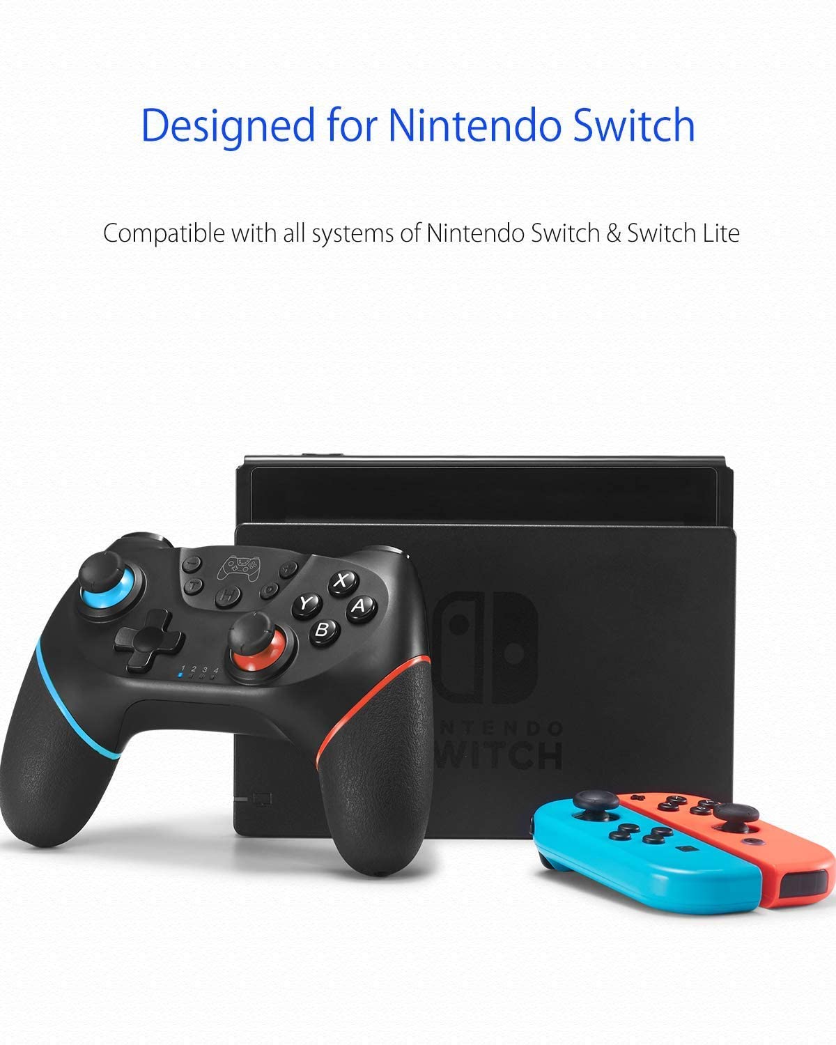 Switch Controller, Wireless Pro Controller for Switch/Switch Lite/Switch OLED, Switch Remote Gamepad with Joystick, Adjustable Turbo Vibration, Ergonomic Non-Slip