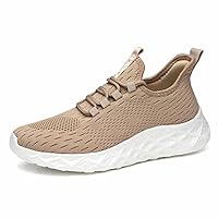 GSLMOLN Men's Solid Color Breathable Mesh Lace-up Sneakers with Assorted Colors, Casual Outdoor Anti-Skid Shoes for Running Walking