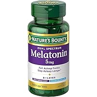 Nature's Bounty Melatonin 5mg Dual Spectrum, 100% Drug Free Sleep Supplement, Quick Release and Extended Release, Promotes Relaxation and Sleep Health, 60 Bi-Layer Tablets