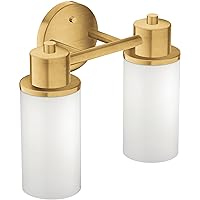 Moen DN0762BG Iso 2-Light Dual-Mount Bath Bathroom Vanity Fixture with Frosted Glass, Brushed Gold