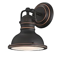 Westinghouse Lighting 6116100 Boswell Vintage-Style One-Light Indoor Wall Light Fixture, Oil Rubbed Bronze Finish with Highlights, Frosted Prismatic Acrylic Lens