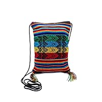Small Rainbow Tribal Print Striped Pattern Square Pouch Purse Crossbody Bag - Womens Fashion Handmade Boho Accessories